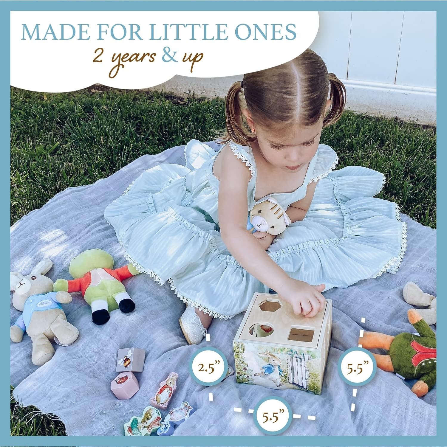 image:imageKIDS PREFERRED Beatrix Potter Peter Rabbit Wooden Shape Sorter for Toddlers Includes 8 Pieces MulticolorWooden Shape Sorter