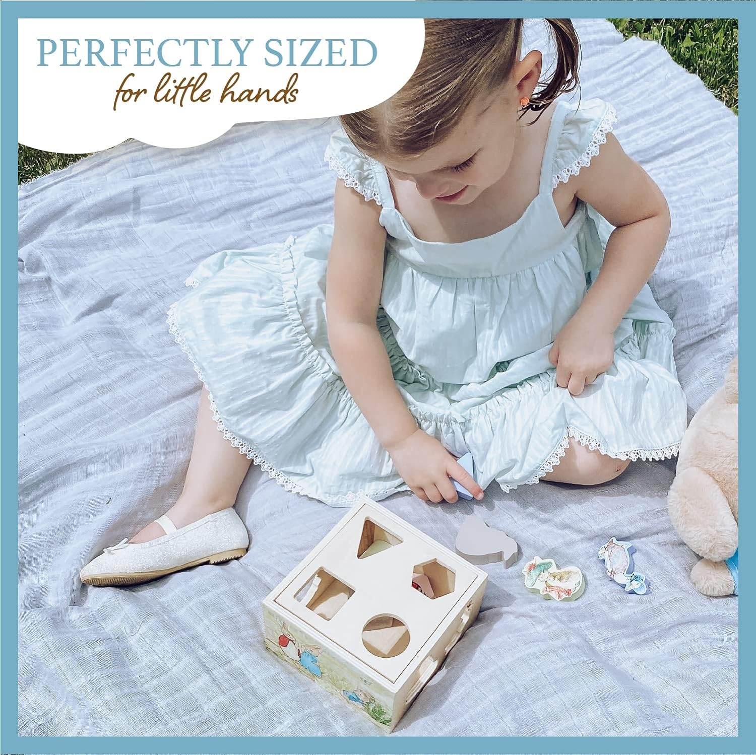 image:imageKIDS PREFERRED Beatrix Potter Peter Rabbit Wooden Shape Sorter for Toddlers Includes 8 Pieces MulticolorWooden Shape Sorter