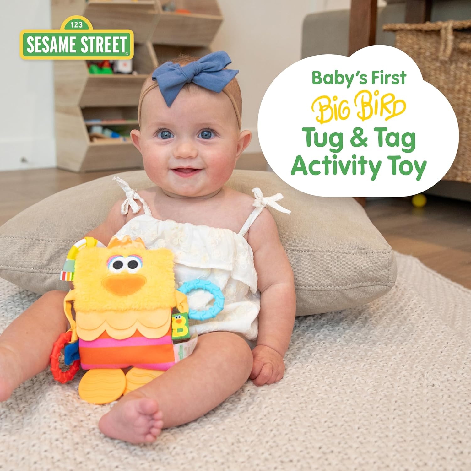 image:imageKids Preferred Sesame Street Big Bird Tug amp Tag Plush Sensory Toy for Newborns