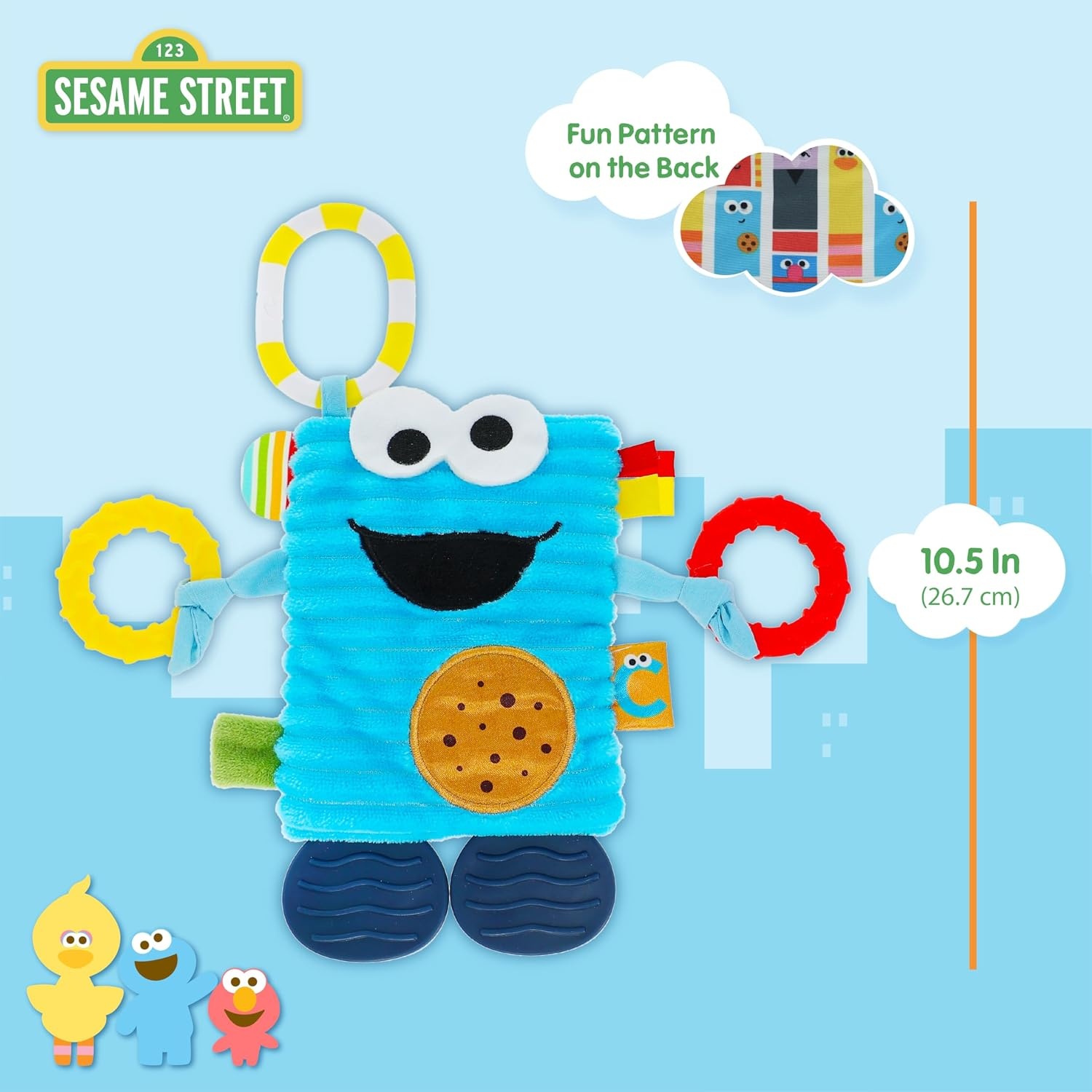 image:imageKids Preferred Sesame Street Cookie Monster Tug amp Tag Plush Sensory Toy for Newborns