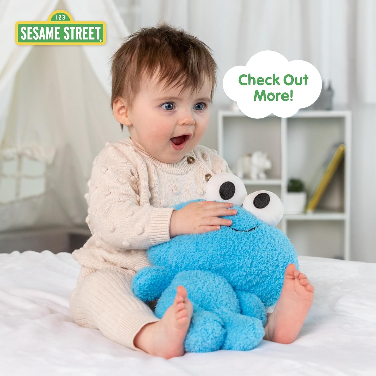 image:imageKids Preferred Sesame Street Cookie Monster Tug amp Tag Plush Sensory Toy for Newborns