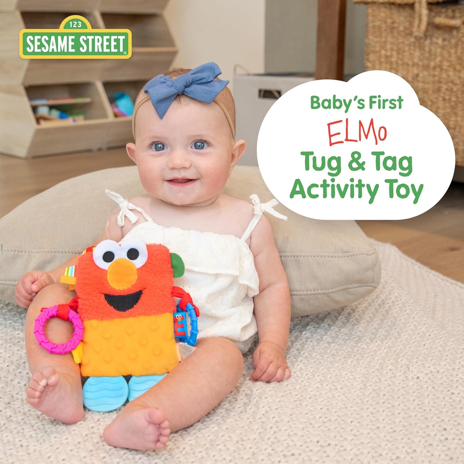 image:imageKids Preferred Sesame Street Elmo Tug amp Tag Plush Sensory Toy for Newborns