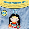 image:imageKids Preferred DC Comics Wonder Woman Multi Sensory Activity Toy with Teethers Crinkle Textures and Clip for On The Go Fun for Infant and Baby Boys and Girls Medium