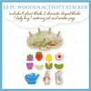 image:imageKids Preferred Peter Rabbit Garden Wooden Activity Stacker with 12 Wooden Interactive Pieces for Babies Toddlers and Kids Based on the Beatrix Potter Books