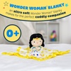 image:imageWarner Bros DC Wonder Woman Blanky Ultra Soft Material with Crinkle Sound  Double Sided Satin Trim Blanket for Babies and Toddlers