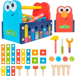 image:imageKids Preferred Sesame Street Wood Toolbox with Building Toys for Toddlers