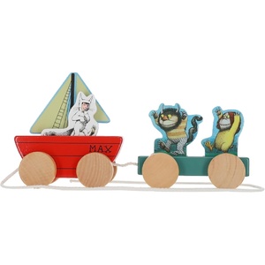 image:imageKids Preferred Where The Wild Things are Wooden Pull Toy  Four Removable Pieces Cotton Pull String Ages 12 Months and Up Max Moishe and Tzippy Solid Wood 8 in