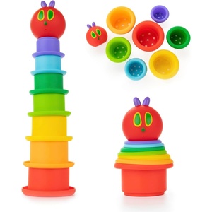 image:imageKids Preferred World of Eric Carle The Very Hungry Caterpillar Bath Time Stacking Cup Set with Caterpillar Head Squirty Perfect for Water Play Ages 18 Months and Up