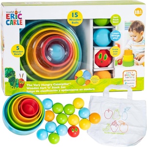 image:imageKids Preferred World of Eric Carle The Very Hungry Caterpillar Wooden Sort and Stack Bowls and Balls Set  Wooden Educational Toy with 5 Bowls and 15 Balls