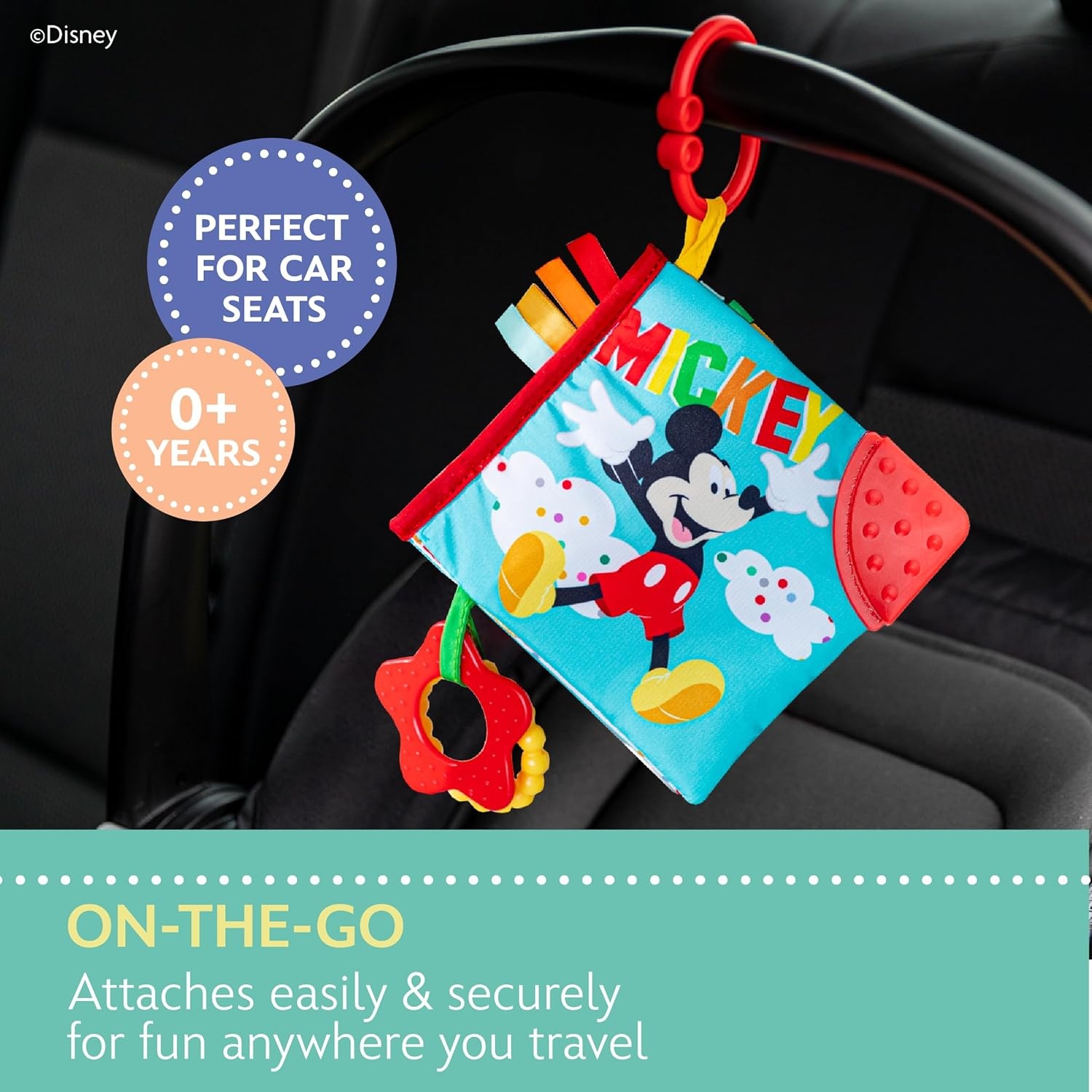 image:imageKids Preferred Disney Baby Mickey Mouse Colorful Crinkle Soft Book with Teething Corner and OnTheGo Clip for BabiesMickey Mouse