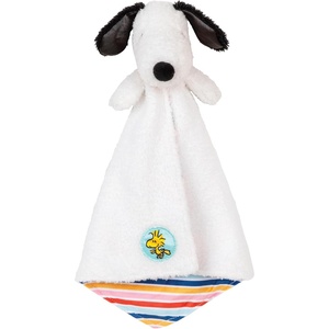 image:imageKids Preferred Peanuts Snoopy Baby Blanket  Ultra Soft Striped Details Snoopy Lovey Satin Accents Ages 0 Months and Up Woodstock Applique 15 In
