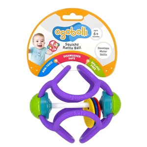image:imageOgoBolli Teether Ring Tactile Sensory Ball and Baby Rattle Toy for Babies amp Toddlers  Stretchy Squishy Soft NonToxic Silicone  Boys and Girls Age 6 Months  PurplePurple