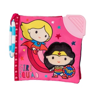 image:imageWarner Bros DC Girl Squad 5 Inch Soft Book with On The Go Clip Rattle Crinkle Sound Mirror Slider Teether and PeekABoo Flap for Babies and Toddlers First Book